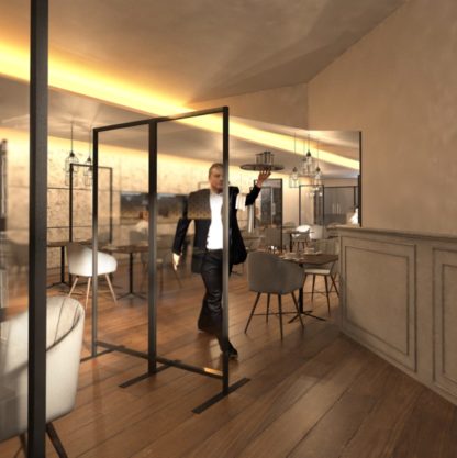 ScreenFlex en vue 3D en restaurant